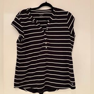 Calvin Klein Women's Black and White Striped Shirt